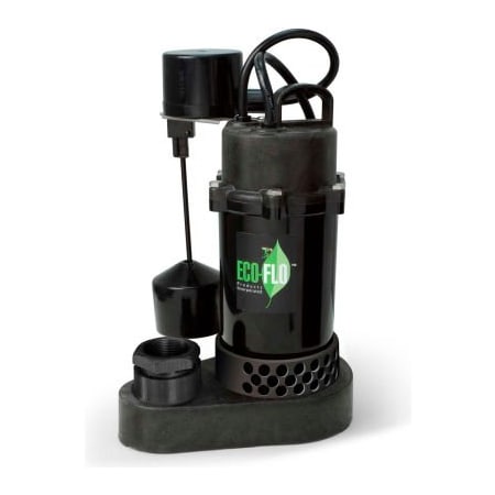 Eco Flo Products Eco-Flo SPP50V Submersible Sump Pump, Thermoplastic, 1/2 HP, 58 GPM SPP50V